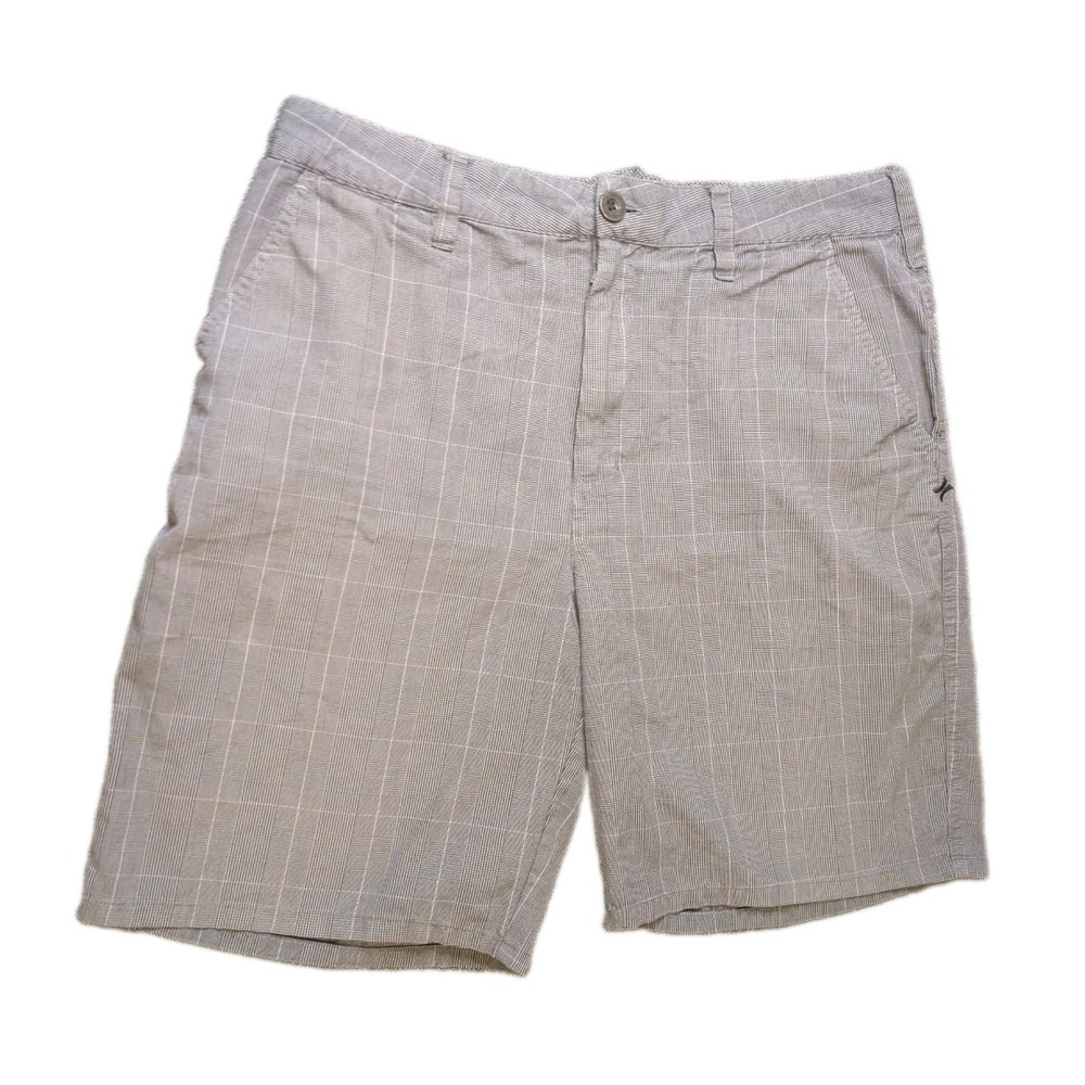 Hurley Gray Plaid Check Bermuda Chino Shorts Mens Size 32 Y2K 10" Inseam
